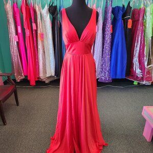 Cinderella Divine 7469 Red Size 8 Soft Satin Prom/Evening Dress Bridesmaid Gown